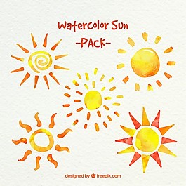 太陽把水彩畫