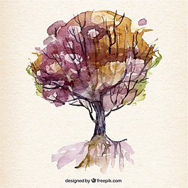 手繪紫色樹