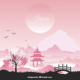 粉紅色調(diào)的日本風(fēng)景