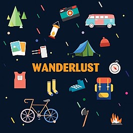 彩色旅游元素