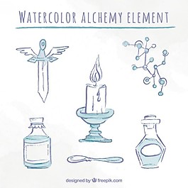水彩素描元素的集合