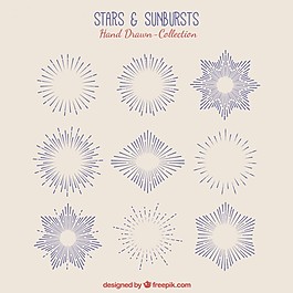 藍(lán)色的星星和sunburts