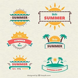 六個可愛的夏天標簽集