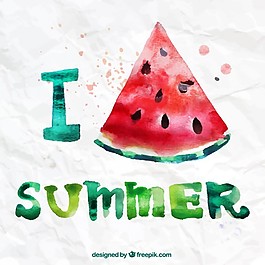 我喜歡夏天的水彩風格