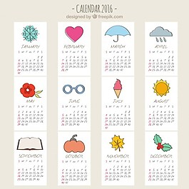粗略的2016日歷
