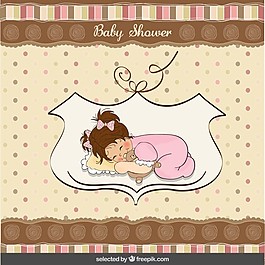 嬰兒洗澡卡與一個可愛的困倦嬰兒