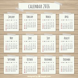 2016的日歷紙