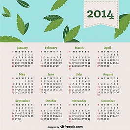 2014日历上落下的叶子在蓝天下