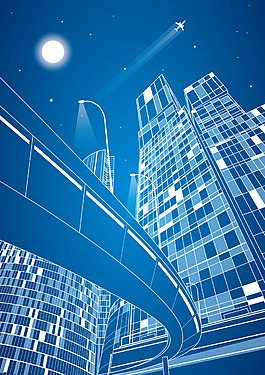 矢量建筑夜景