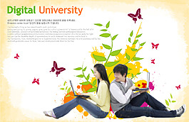 背靠着背的两个大学生PSD分层素材