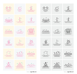 多個建筑插畫圖標(biāo)