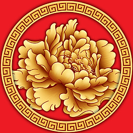 牡丹花01 回形花框