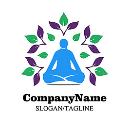 時尚瑜伽LOGO標志設計矢量素材,