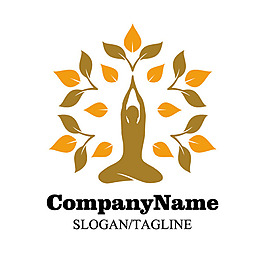 時尚瑜伽LOGO標志設(shè)計矢量素材