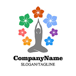 時尚瑜伽LOGO標志設計矢量素材,