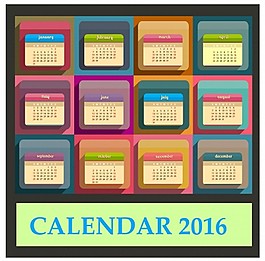 2016年方格日歷模板