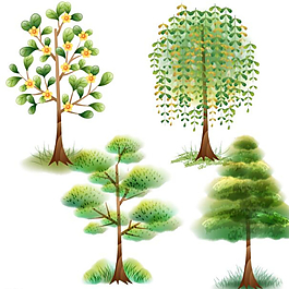 夢(mèng)幻綠色矢量樹圖片
