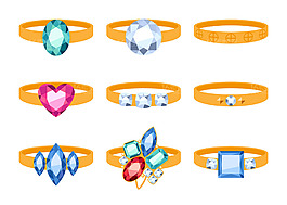 精美鉆石戒指珠寶矢量素材