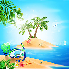 夏季卡通素材海灘設(shè)計