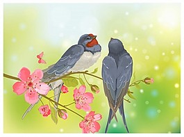 在樹枝上的浪漫的鳥兒