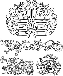 中國風古典龍紋 矢量素材51