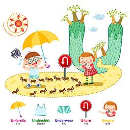 卡通兒童插畫 AI矢量