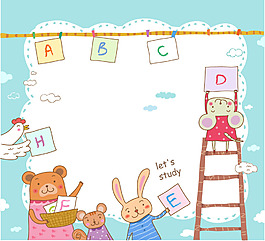 卡通兒童邊框 AI矢量180