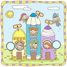 卡通兒童邊框 AI矢量