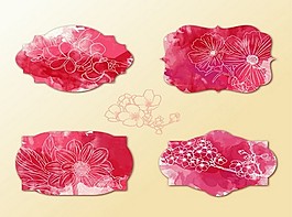 水彩花標(biāo)簽