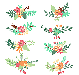卡通花束設計矢量模板