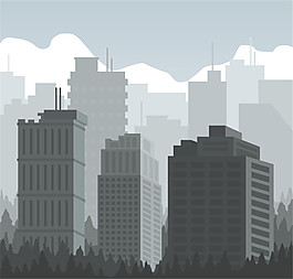 灰色都市建筑群矢量素材