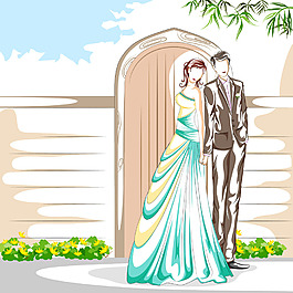 手繪結婚新人
