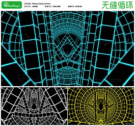三維線框空間隧道VJ視頻循環(huán)素材