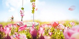 大氣淡雅花朵背景