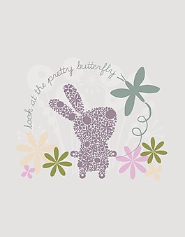兒童印花素材AI矢量 小兔