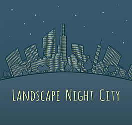 夜晚建筑風景線框圖