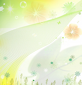 綠色背景裝飾花PSD