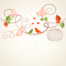 花枝上的情侶鳥(niǎo)矢量圖