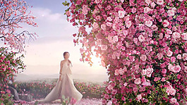 粉色花朵 玫瑰花園