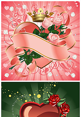 精美插畫心與玫瑰