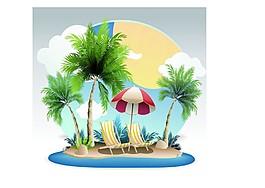 海灘風景插畫