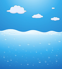 在水下場景和云天空矢量背景