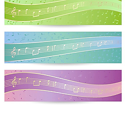 炫彩音符旗幟矢量模板