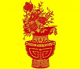 花瓶插畫剪紙