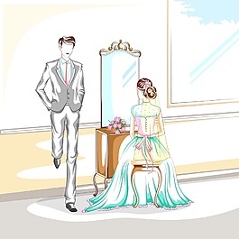 手繪結婚新人