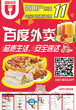 百度外賣美食海報psd分層素材
