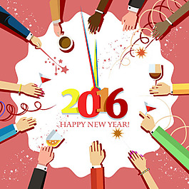卡通手臂與2016新年矢量素材