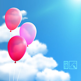 時(shí)尚天空與氣球矢量素材