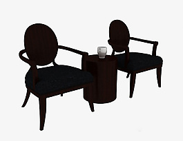 簡單實木家居椅3d模型下載