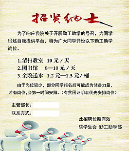 學生會勤工助學部招聘海報